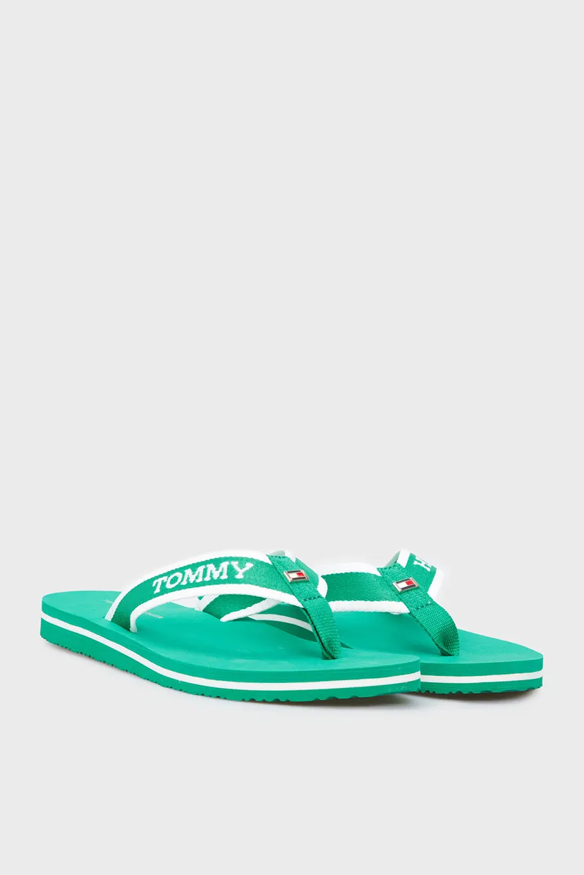 Жіночі зелені в'єтнамки HILFIGER WEBBING POOL SLIDE 3