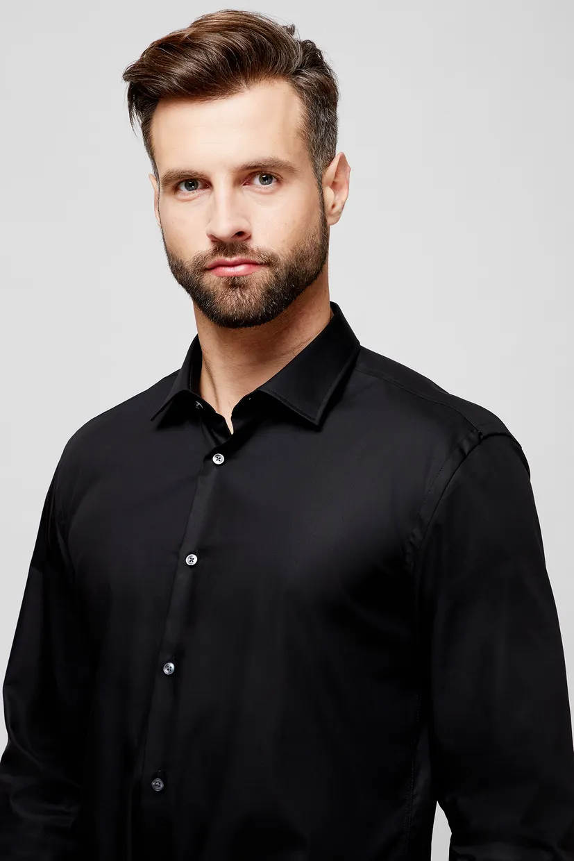 Мужская черная рубашка Easy Iron Slim Fit 5
