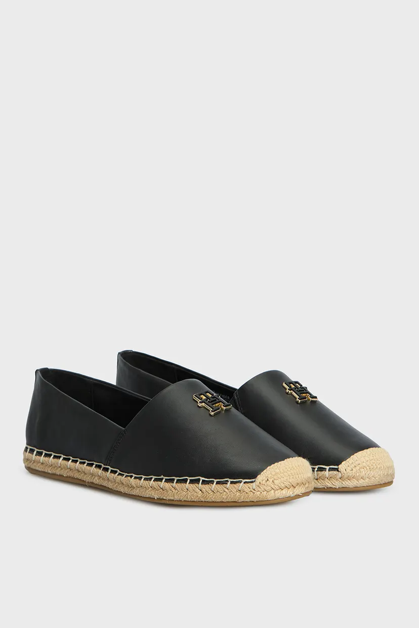Жіночі чорні шкіряні еспадрилі TH LOGO LEATHER ESPADRILLE 3
