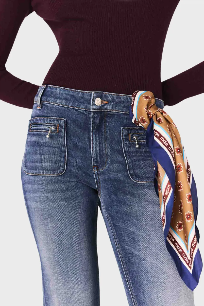 Женские синие джинсы Bootcut MAJE MFPJE00730_BLUE — MD-Fashion