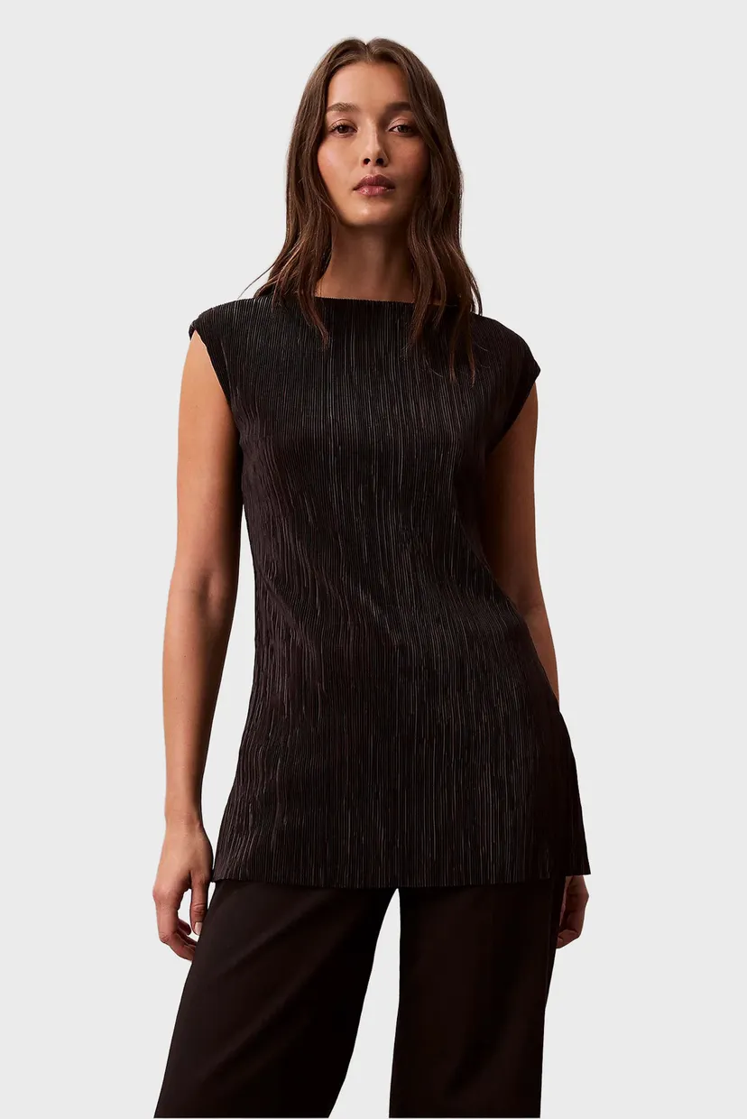 Женский черный плиссированный топ Calvin Klein LV044E220G — MD-Fashion