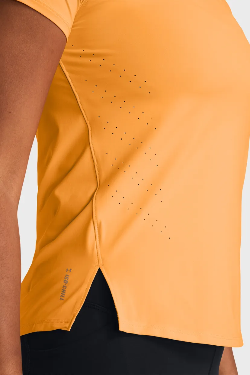 Женская оранжевая футболка UA Launch Elite Shortsleeve 3