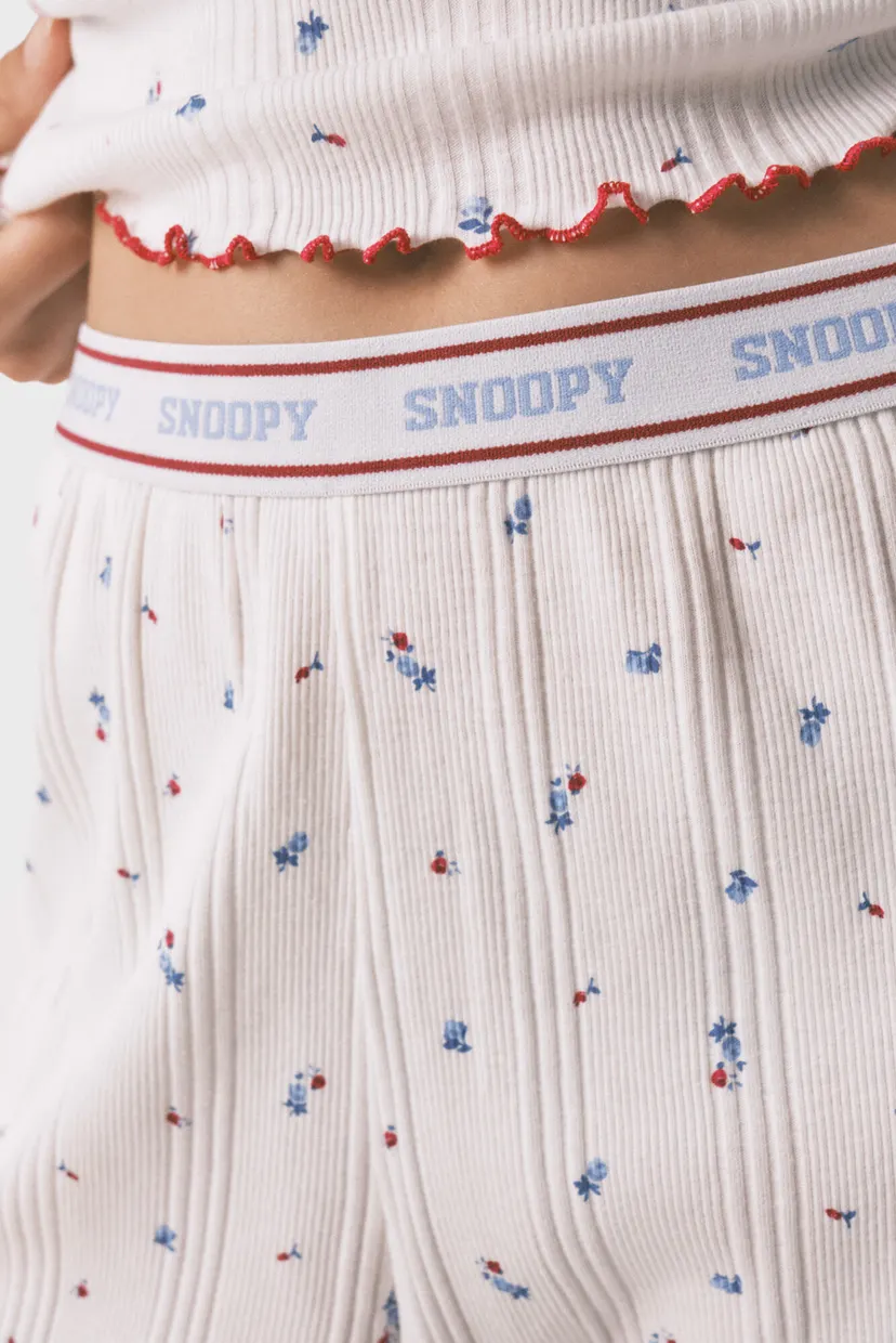 Жіноча біла піжама з візерунком (лонгслів, брюки) Snoopy 5