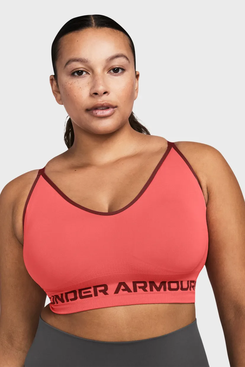 Женский коралловый топ UA Seamless Low Long Bra 3