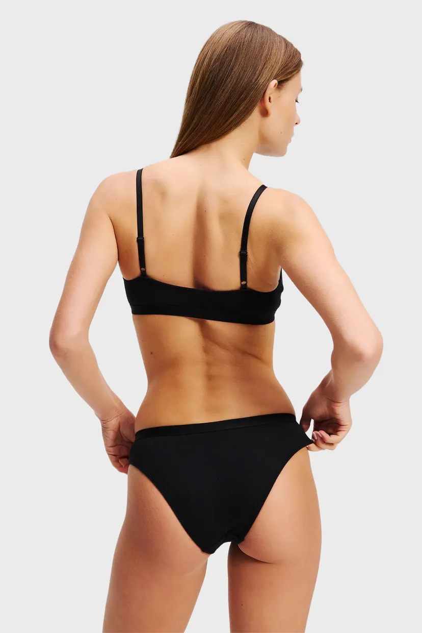 Женский черный топ ikon rib peephole bralette 3