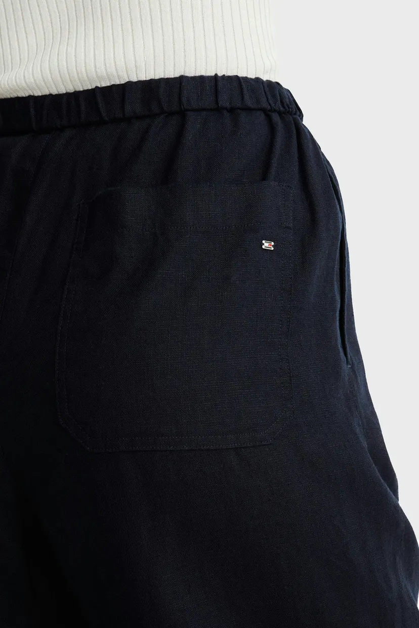 Женские темно-синие льняные брюки CASUAL LINEN TAPER PULL ON PANT 4