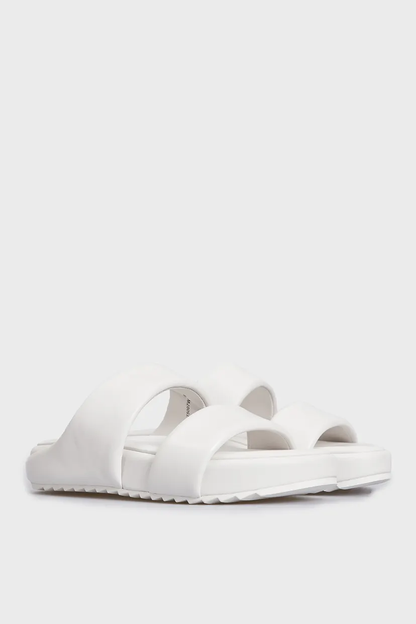 Женские белые кожаные слайдеры Cody 3