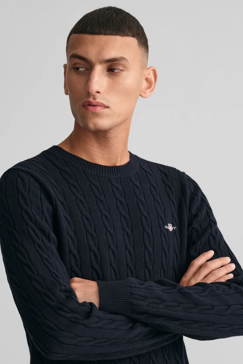 Чоловічий темно-синій джемпер COTTON CABLE C-NECK 4