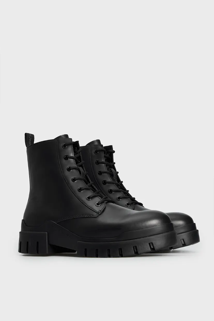 Чоловічі чорні шкіряні черевики TRANSP COMBAT MID LACEUP LTH 3