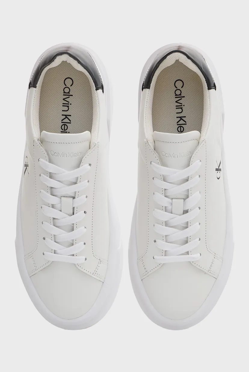 Жіночі білі шкіряні снікерси FLATFORM LACE UP 4