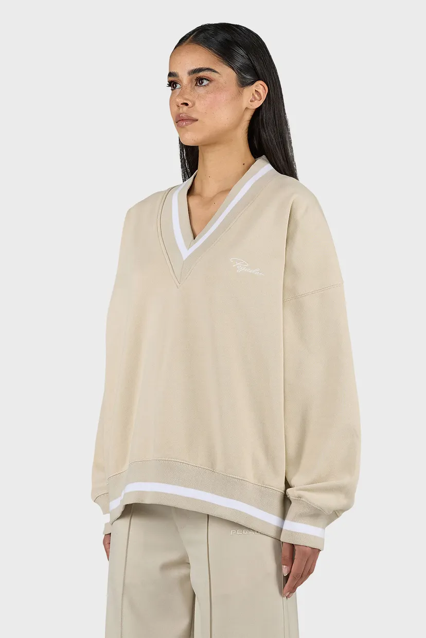 Жіночий бежевий світшот STINA V-NECK OVERSIZED 3