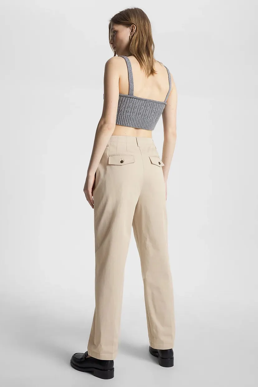 Женские бежевые брюки TAPERED PLEATED 3