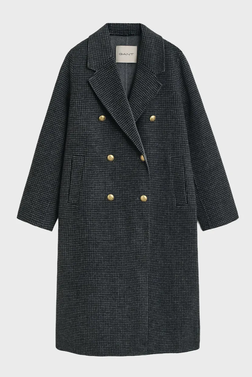Женское серое шерстяное пальто в клетку CHECKED HANDSTITCHED COAT 7