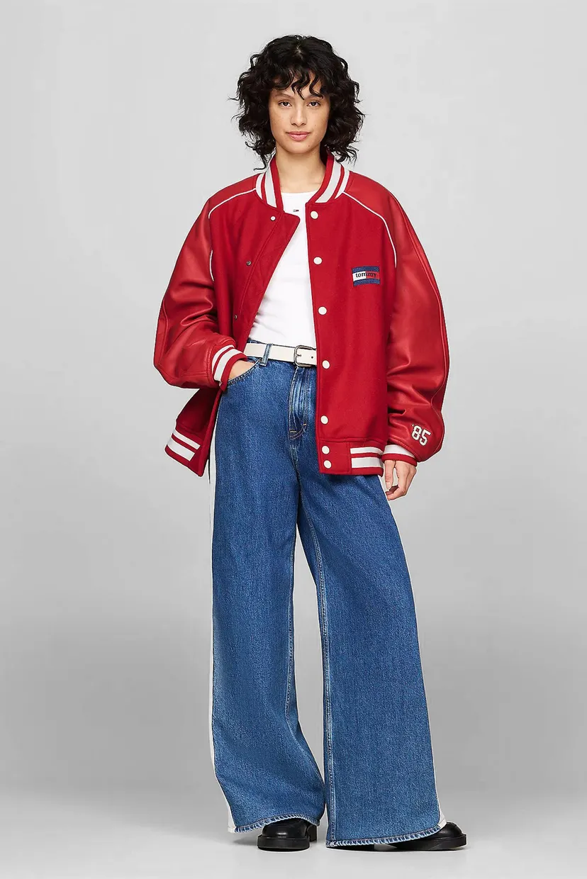 Красный шерстяной бомбер TJCU WOOL VARSITY JACKET (унисекс) 3