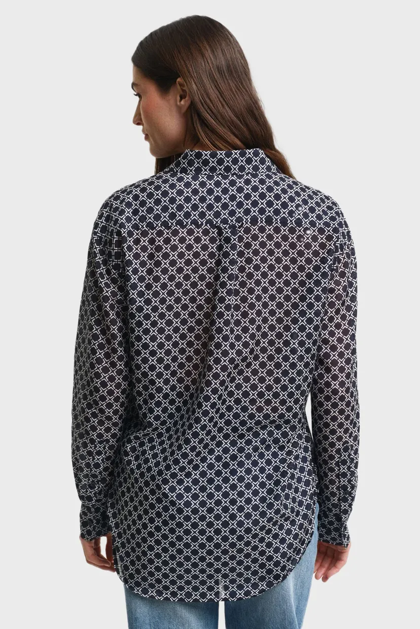 Жіноча темно-синя блуза з візерунком REL GEOMETRIC CTN SILK 3