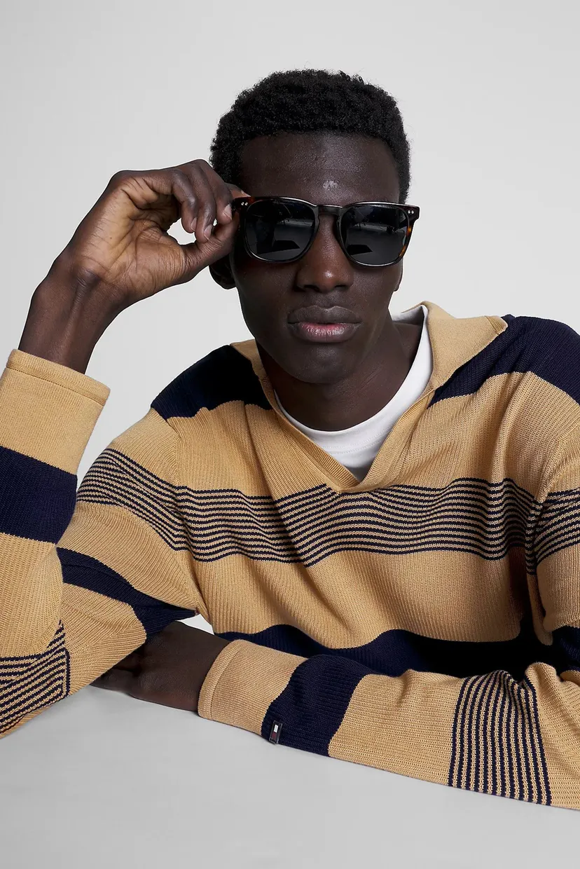 Чоловічий пуловер у смужку LUXURY COTTON L/S REVERE POLO 4