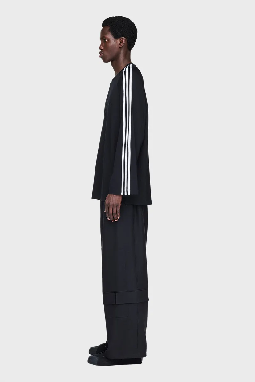 Черный лонгслив Y-3 Top 3-Stripes (унисекс) 7
