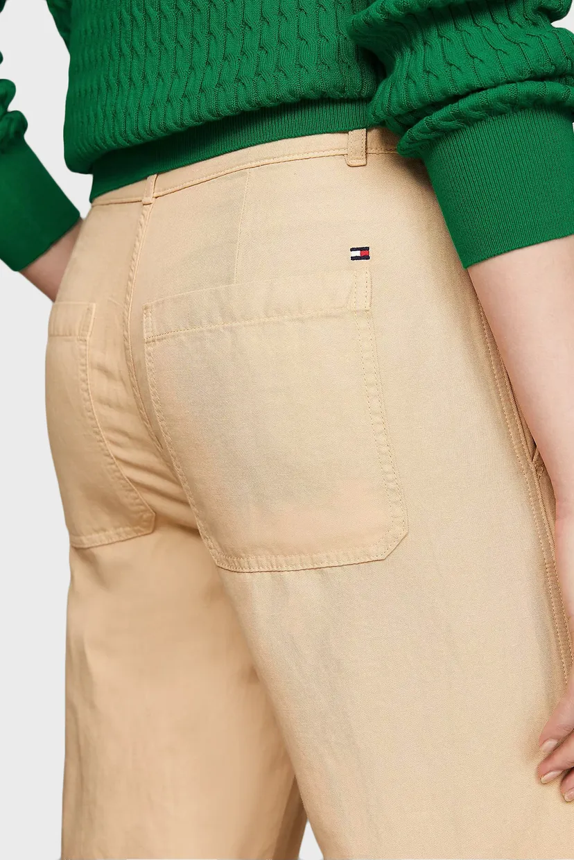 Женские бежевые брюки COTTON LINEN SLIM STRAIGHT 4