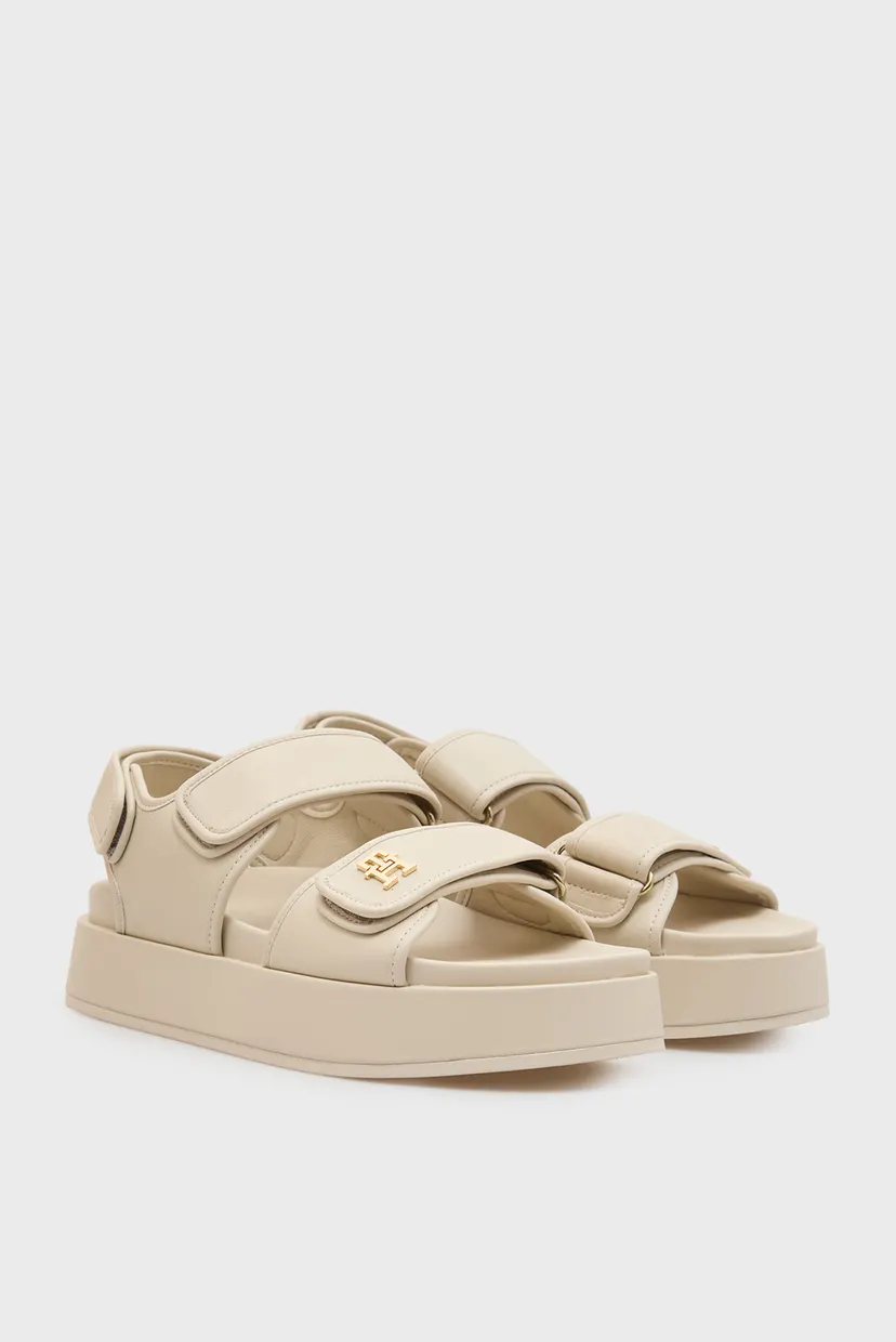 Женские бежевые кожаные сандалии SPORTY PLATFORM 3
