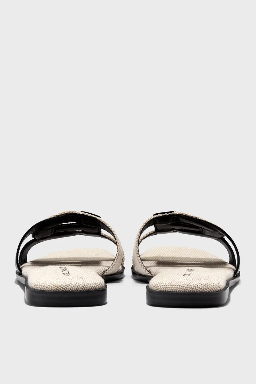 Женские черные кожаные слайдеры Chrisee Slide Sandal 5