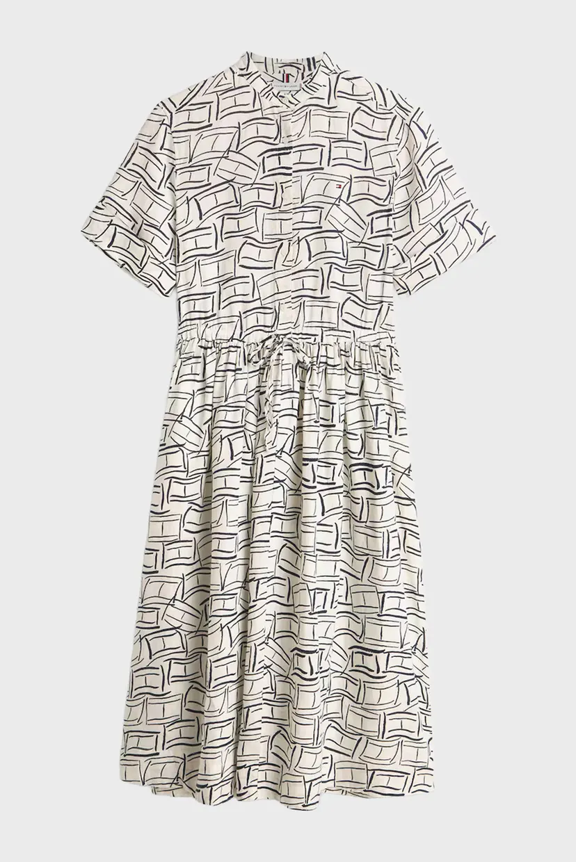Жіноча біла лляна сукня з візерунком LINEN MIDI 5