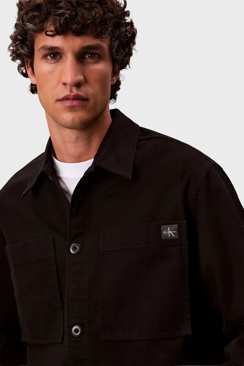 Чоловіча чорна сорочка LS COTTON OVERSHIRT 5