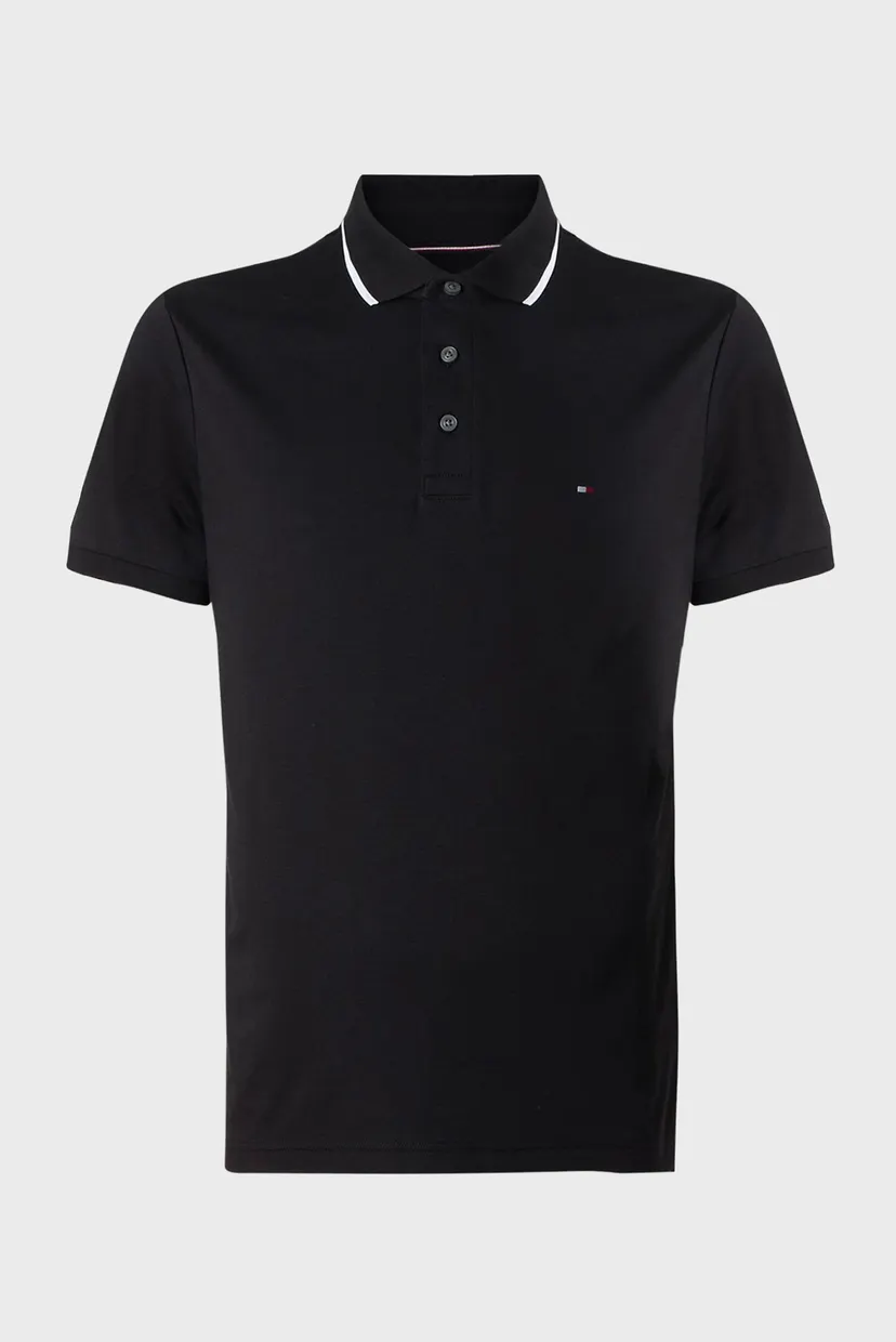 Чоловіче чорне поло TIPPED SLIM 5