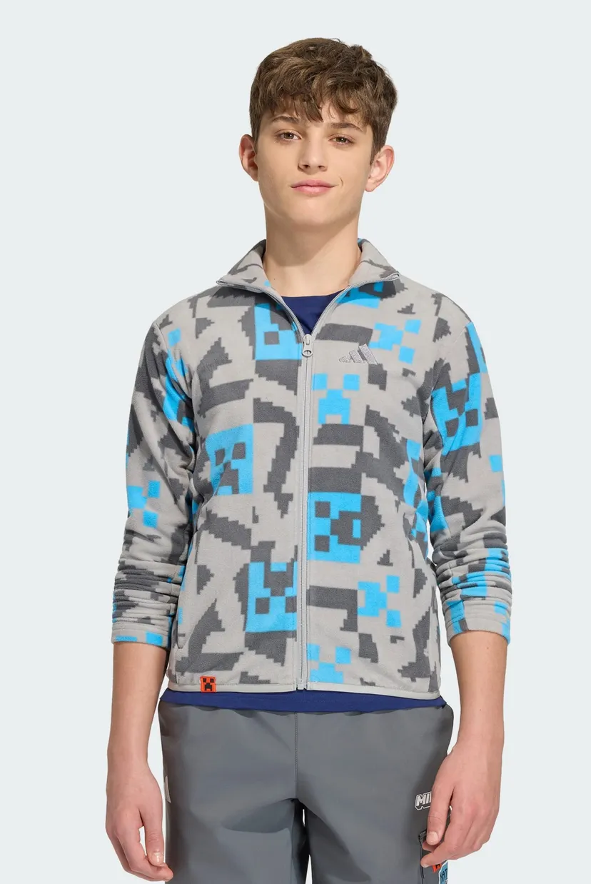 Детская серая спортивная кофта с узором Adidas Minecraft Terrex CLIMAWARM Full-zip Fleece 4