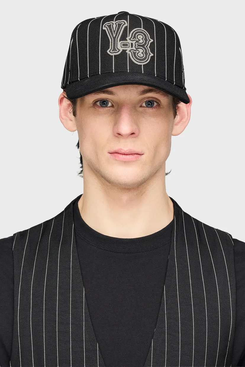 Чорна кепка у смужку Y-3 PINSTRIPE 5