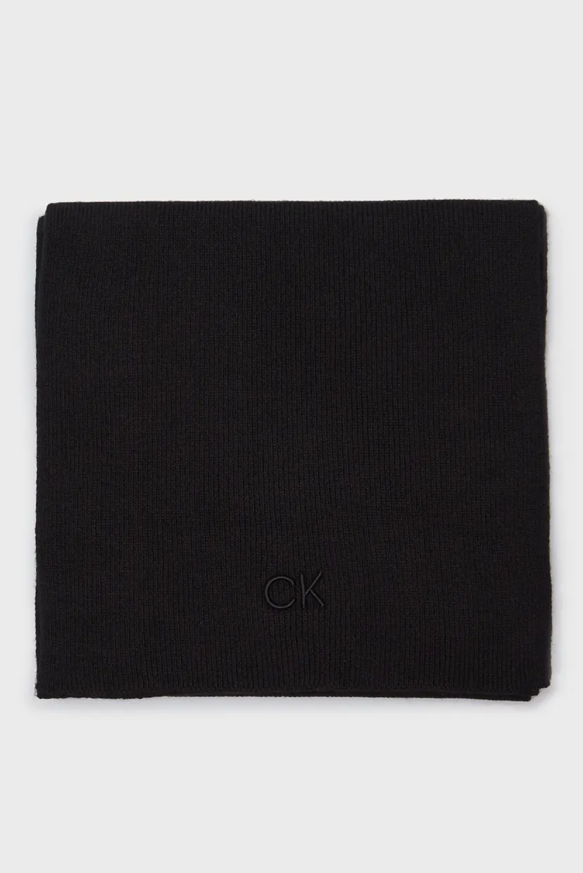 Женский черный шарф CK EMBROIDERY FINE RIB HW SCARF 3