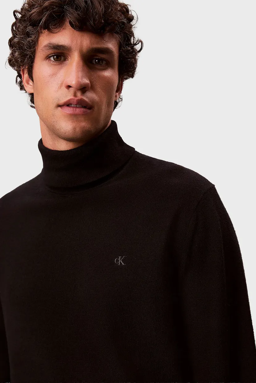 Мужской черный шерстяной гольф LS MERINO 4