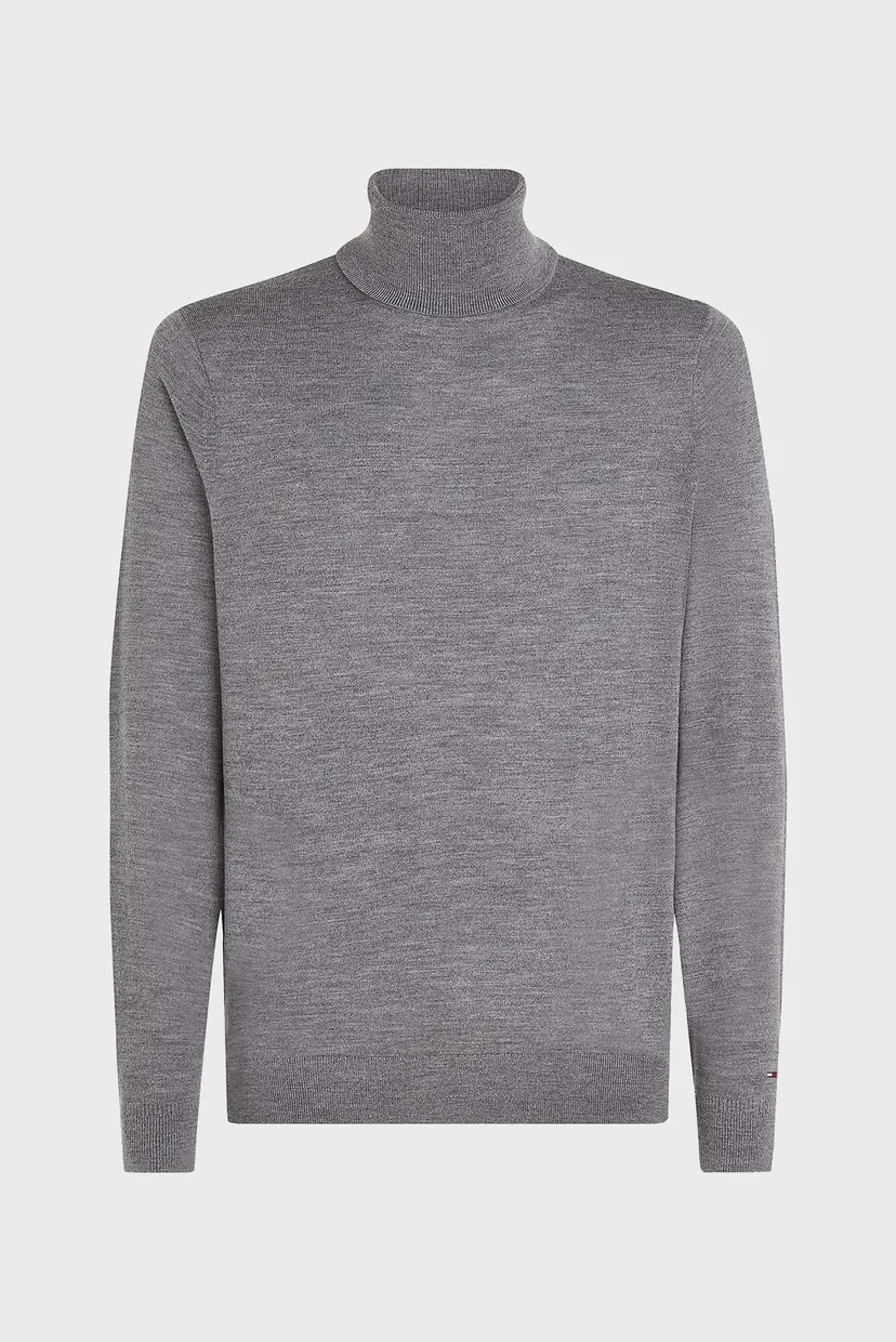 Мужской серый шерстяной гольф DC FINE GAUGE MERINO ROLL NK 5