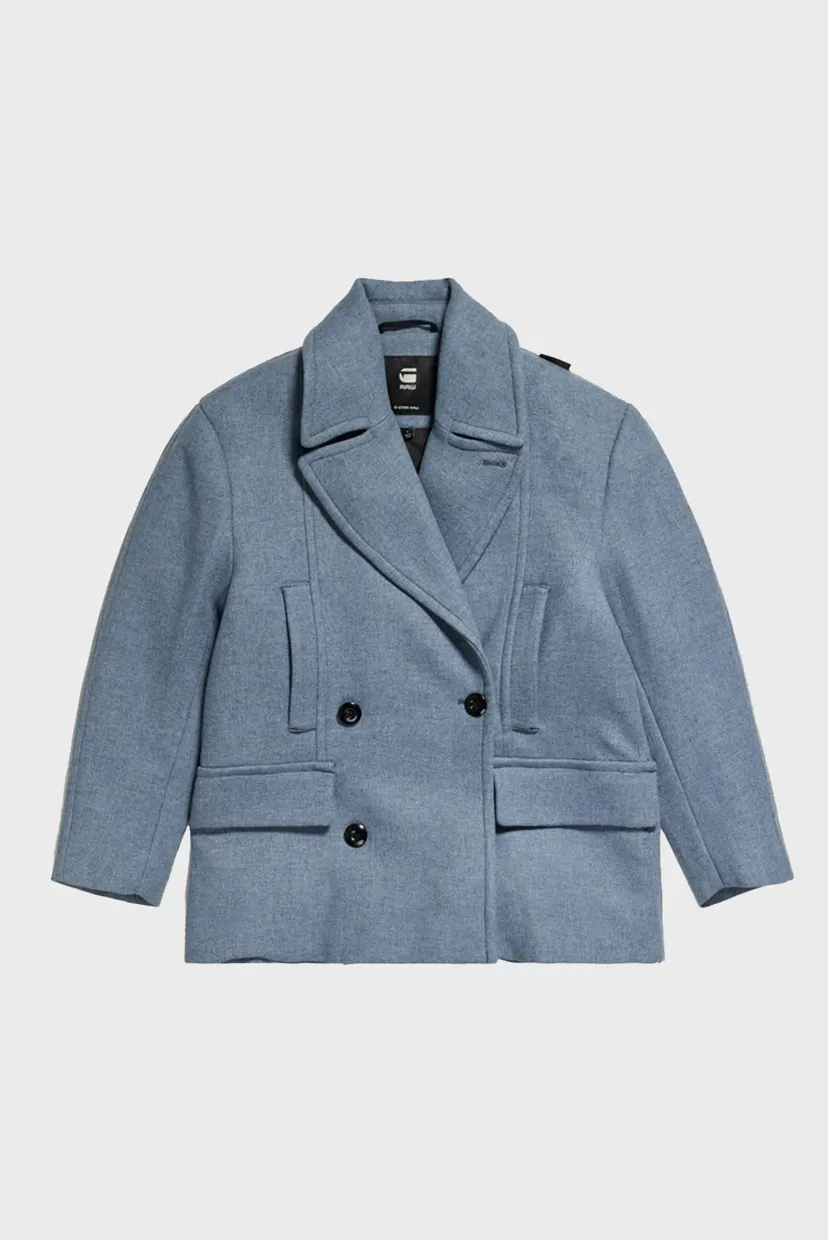 Женское синее шерстяное пальто Heavy wool Oversized Blazer 5