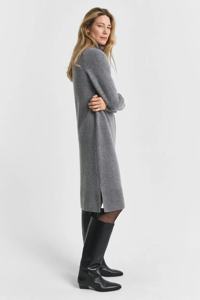 Женское серое шерстяное платье DETAIL TURTLENECK DRESS 4