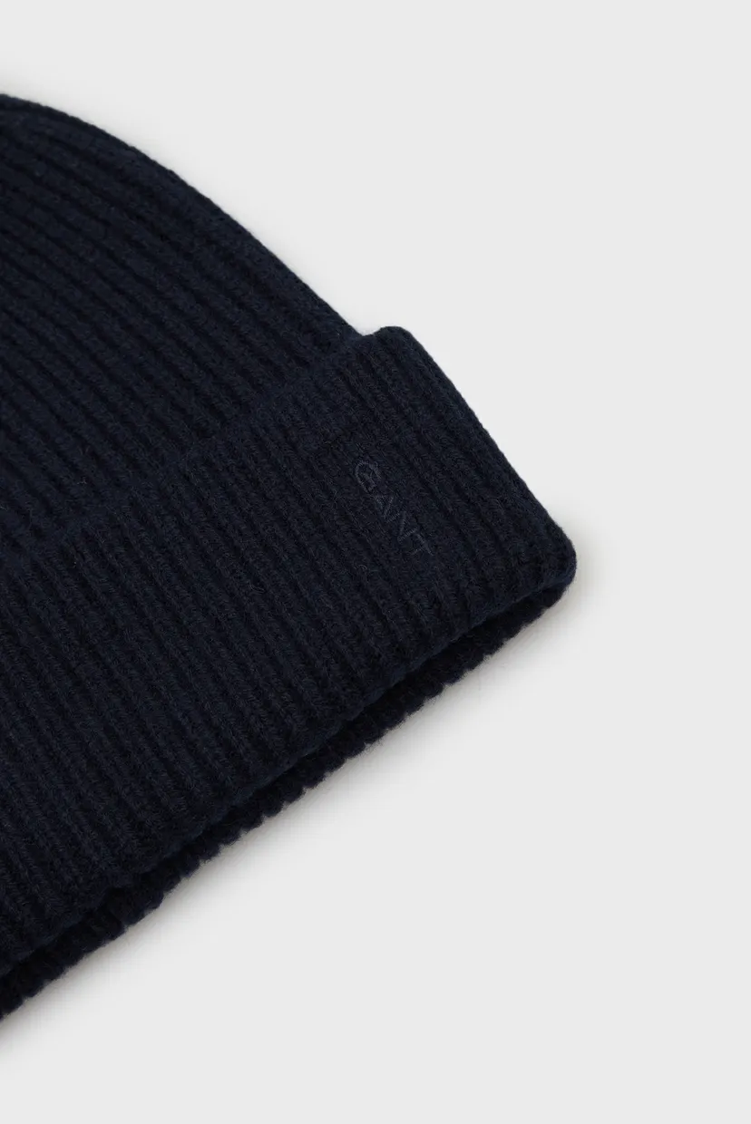 Мужская темно-синяя шерстяная шапка FINE KNITTED WOOL BEANIE 4