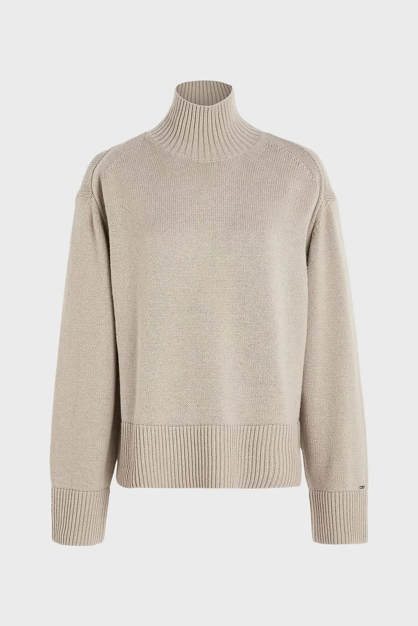 Жіночий бежевий светр WOOL BLEND MOCK-NK 5