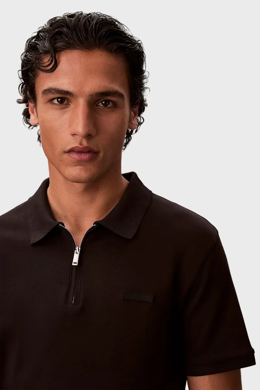 Чоловіче чорне поло SLIM SUPIMA ZIP POLO 5