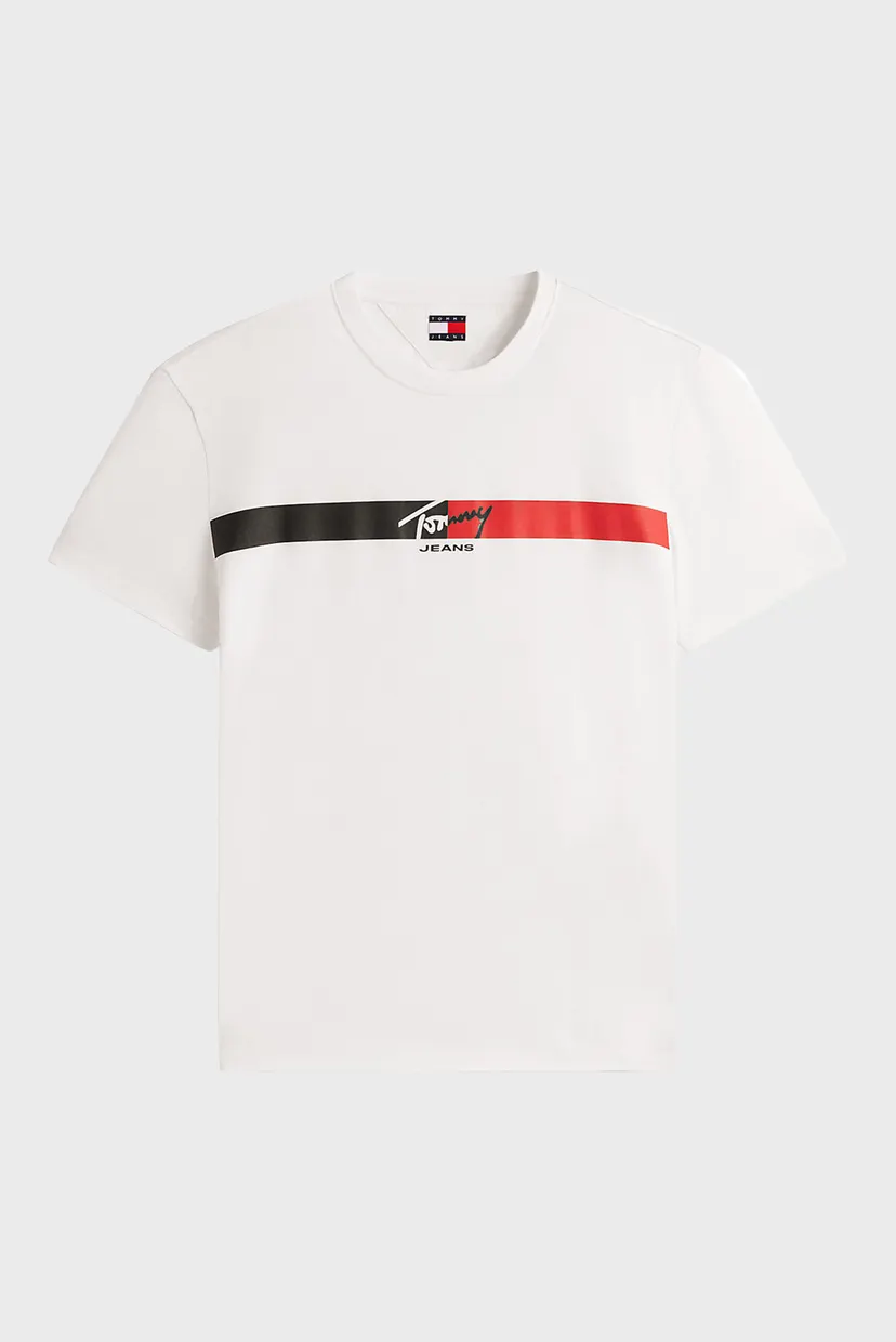Чоловіча біла футболка SIGNATURE STRIPE 5