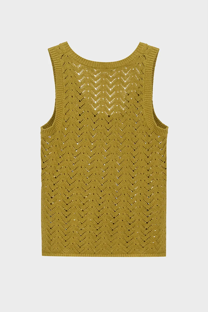 Жіночий оливковий топ Sleeveless round neck top 7