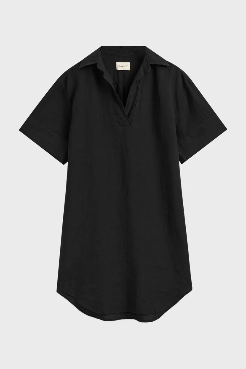 Женское черное льняное платье REL SS LINEN CAFTAN 7