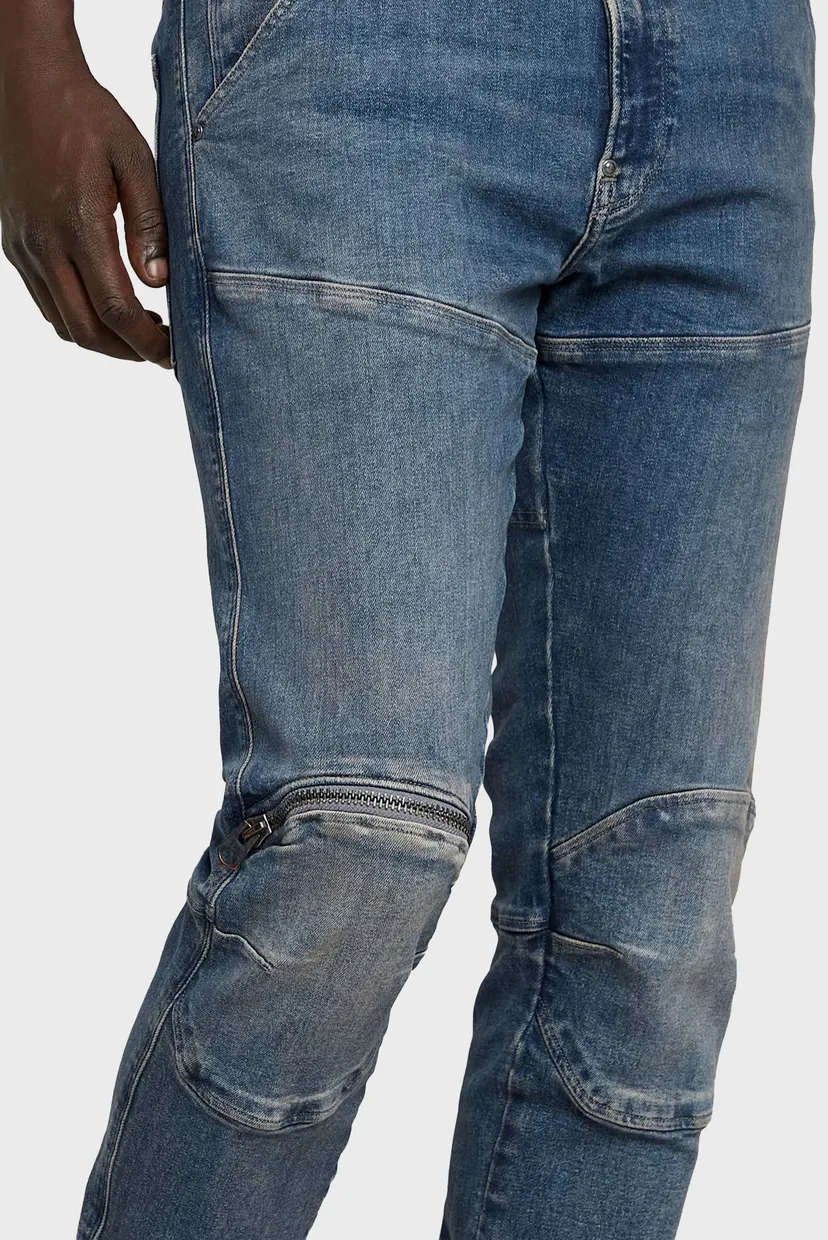 Чоловічі сині джинси 5620 3D Zip Knee Skinny 4