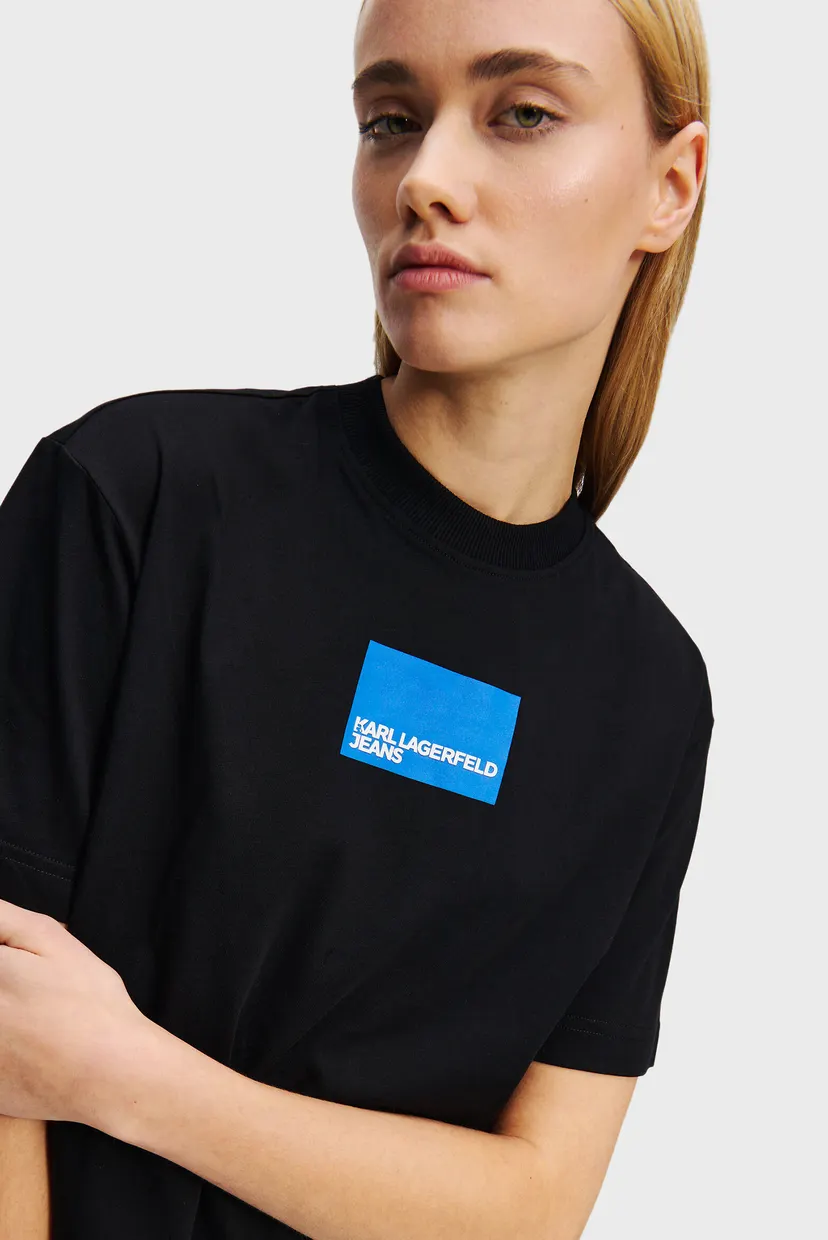 Женская черная футболка KLJ REG SS BOX LOGO 4