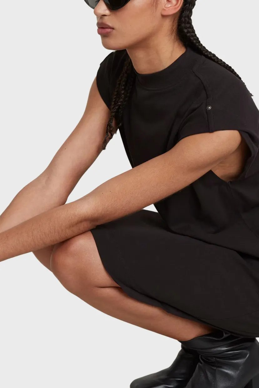 Женское черное платье Riveted loose dress 4