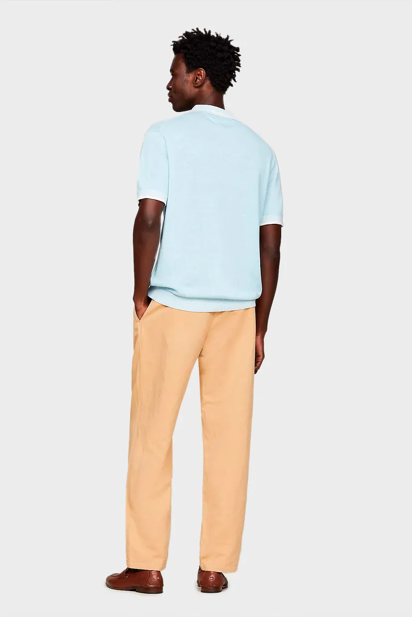 Чоловіче блакитне лляне поло LINEN BLEND REVERE S/S 3