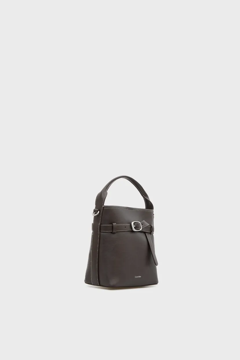 Жіноча темно-коричнева сумка BUCKLE MINI BUCKET 3