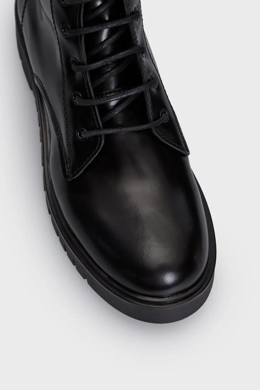 Женские черные кожаные ботинки TJW LACE UP BOOT 4