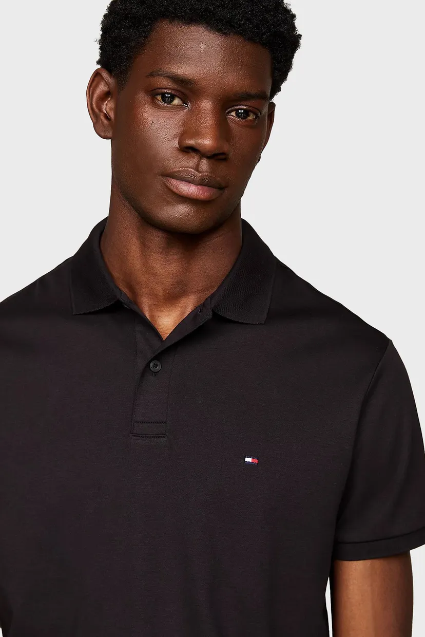 Мужское черное поло LIQUID COTTON ESSENTIAL REG POLO 4
