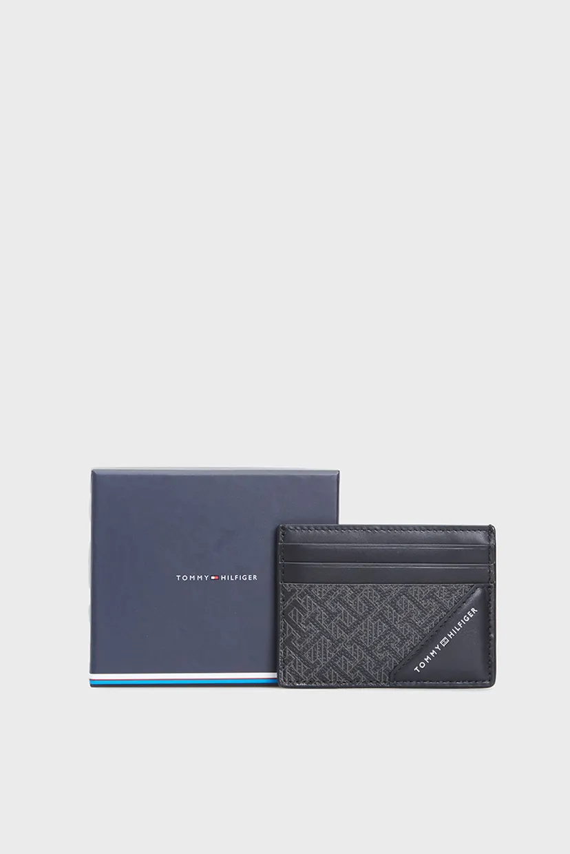 Чоловічий чорний шкіряний кардхолдер TH MONOGRAM CC HOLDER 5