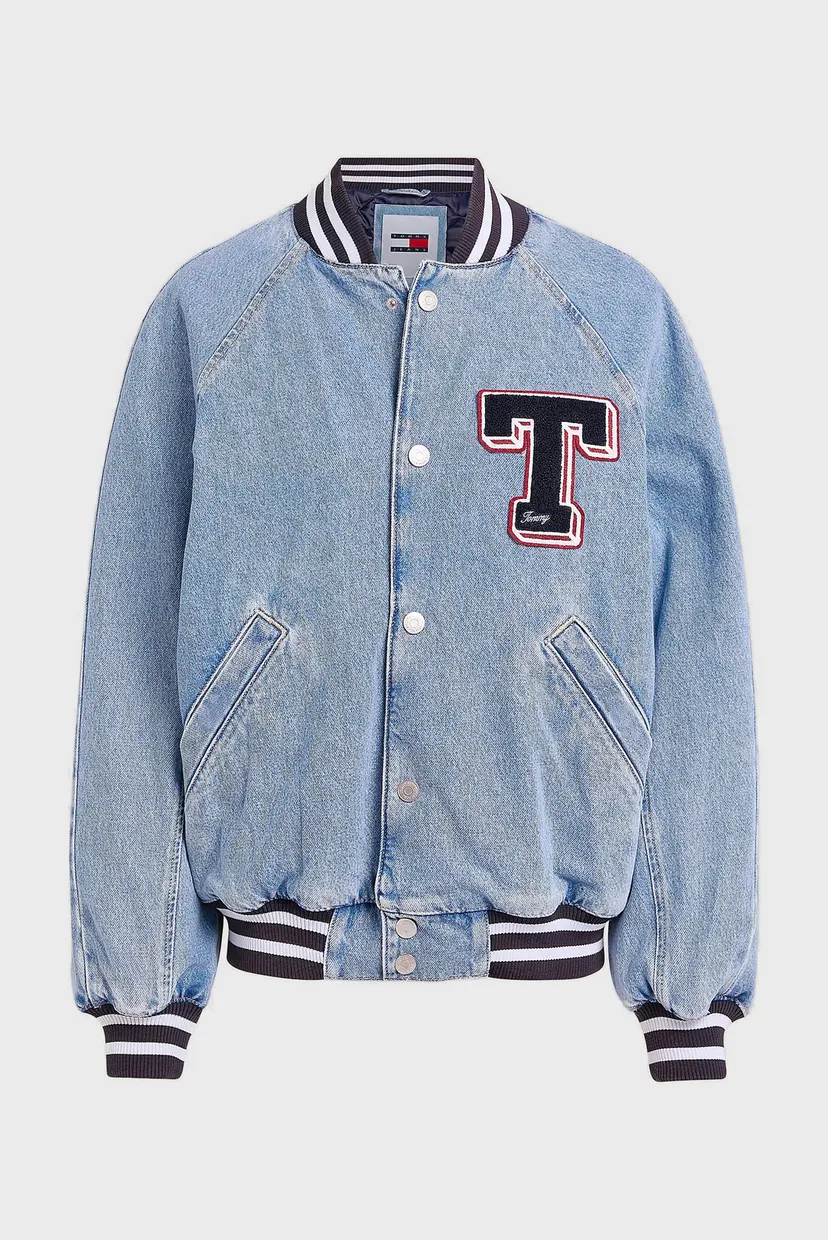 Женский голубой джинсовый бомбер LETTERMAN DENIM JACKET 5
