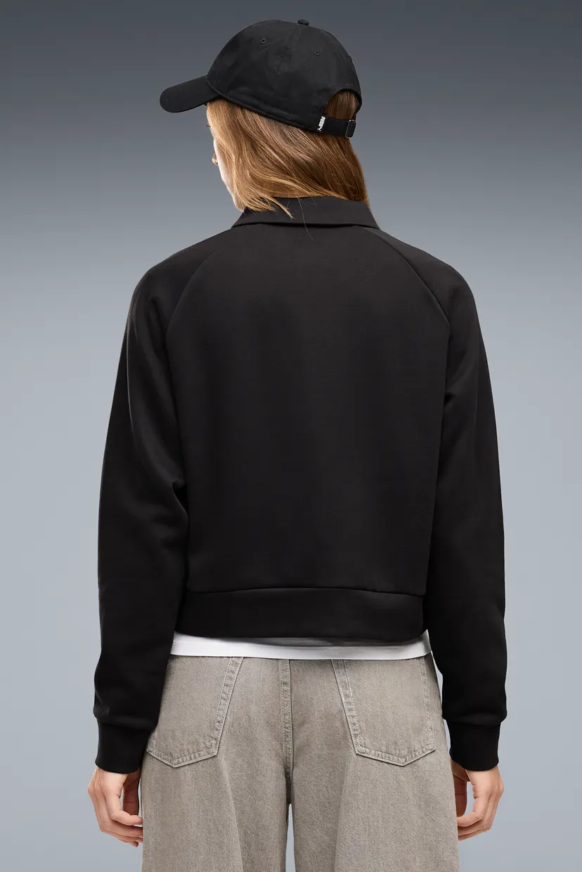 Жіноче чорне поло PUMA Class Relaxed Long Sleeve Fleece Polo Women 3